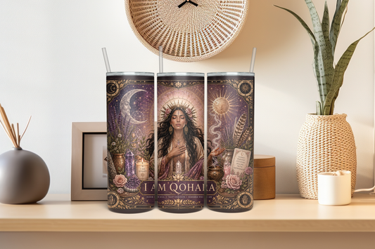 I AM QOHARA Sacred Feminine Tumbler – Spiritual Crystal & Moon Energy 20oz
