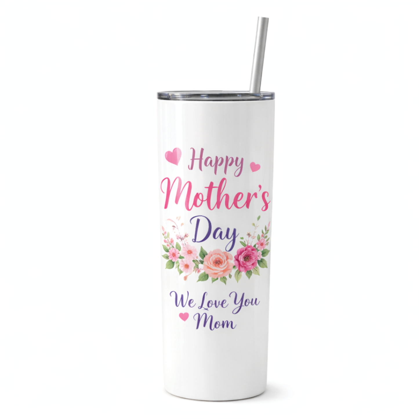 20 oz Skinny Tumbler – Custom Personalized Design with Lid & Straw