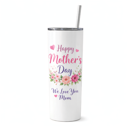 20 oz Skinny Tumbler – Custom Personalized Design with Lid & Straw
