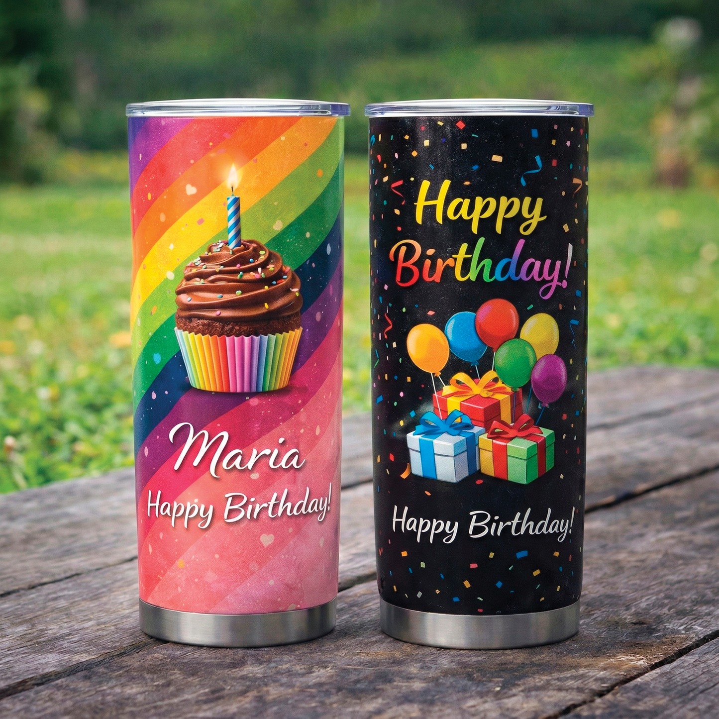 20 oz Skinny Tumbler – Custom Personalized Design with Lid & Straw