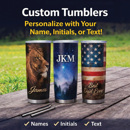 20 oz Skinny Tumbler – Custom Personalized Design with Lid & Straw