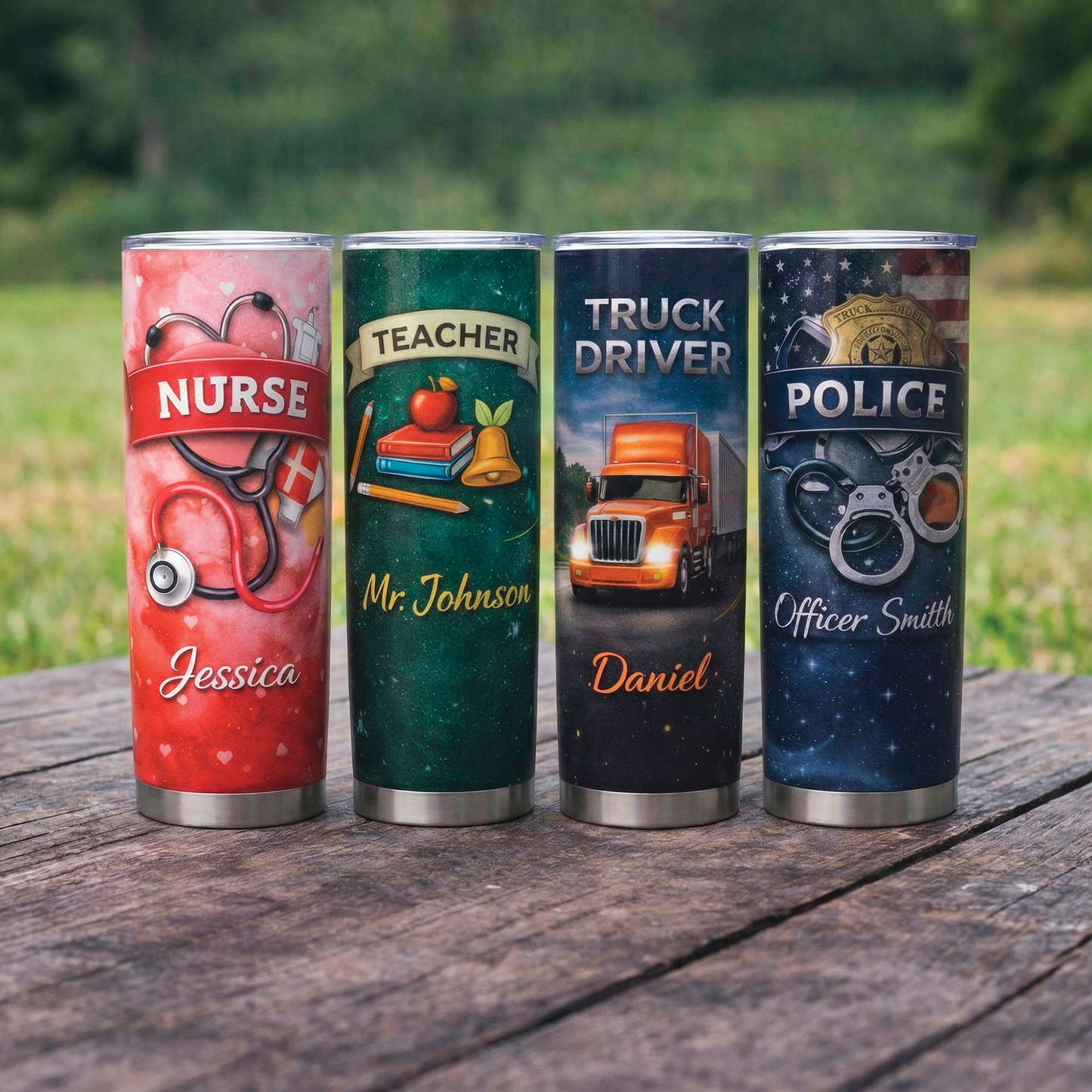 20 oz Skinny Tumbler – Custom Personalized Design with Lid & Straw